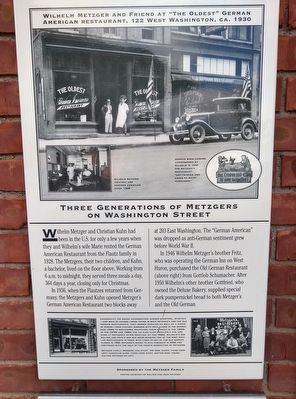 Three Generations of Metzgers on Washington Street Marker image. Click for full size.