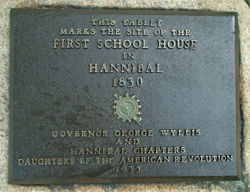 Site of First School House in Hannibal Marker. Click for full size. Site of First School House in Hannibal Marker image. Click for full size.