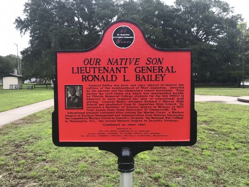 <i>Our Native Son</i> Lieutenant General Ronald L. Bailey Marker-Side 1. Click for full size. <i>Our Native Son</i> Lieutenant General Ronald L. Bailey Marker-Side 1 image. Click for full size.