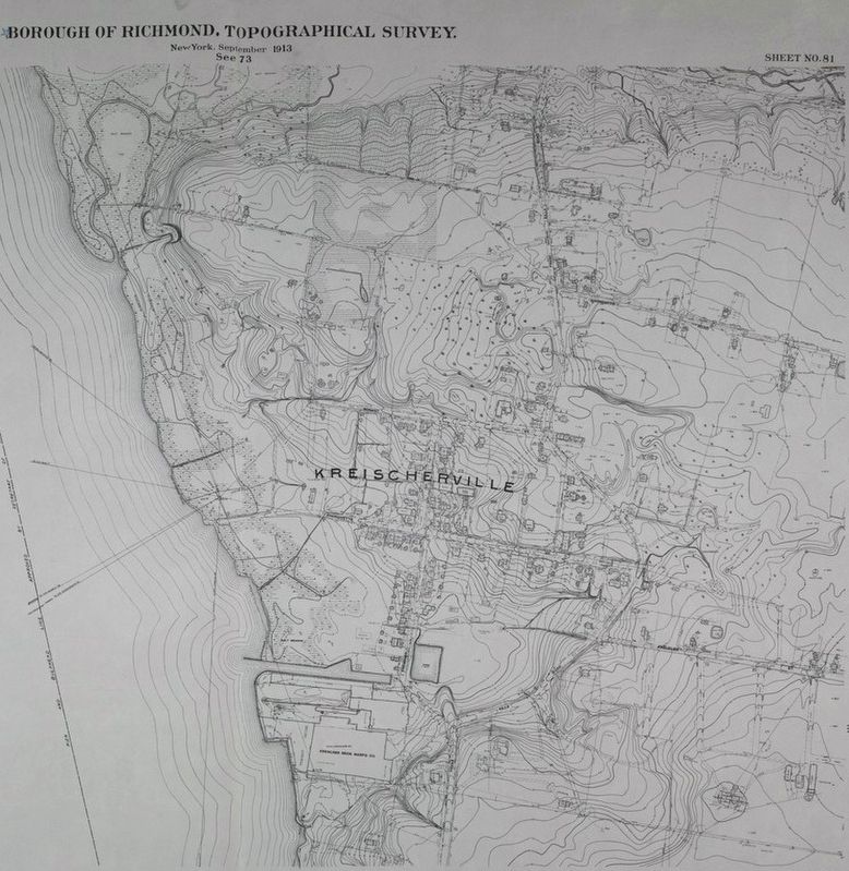 Kreischersville survey map, 1913 image. Click for full size.