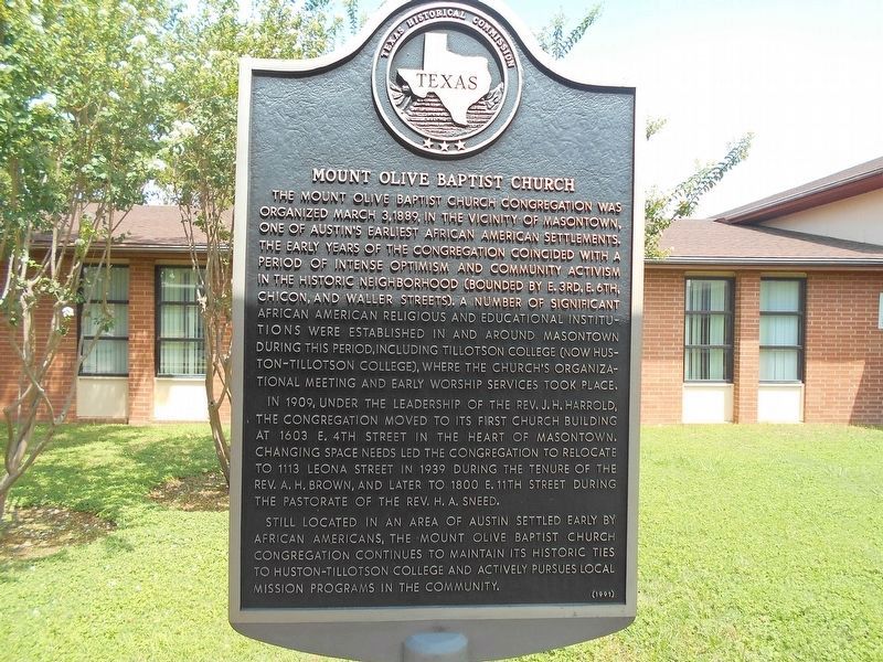 Mount Olive Baptist Church Marker image. Click for full size.