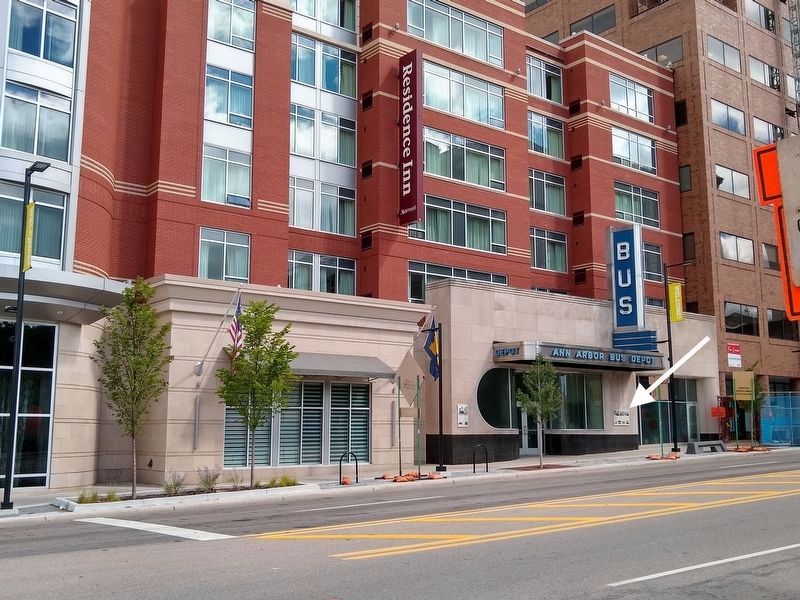 Ann Arbor's New "Streamlined" Bus Depot Marker. Click for full size. Ann Arbor's New "Streamlined" Bus Depot Marker image. Click for full size.