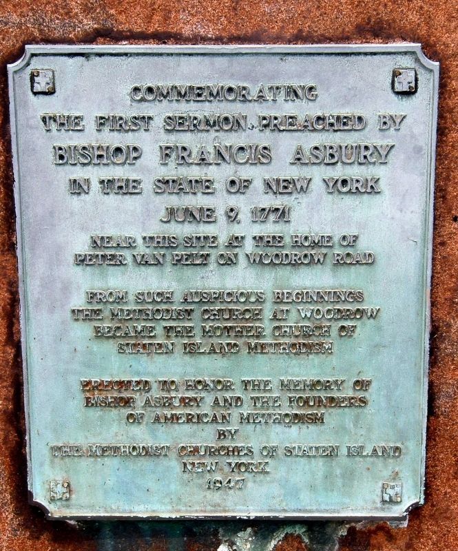 Bishop Francis Asbury plaque image. Click for full size.