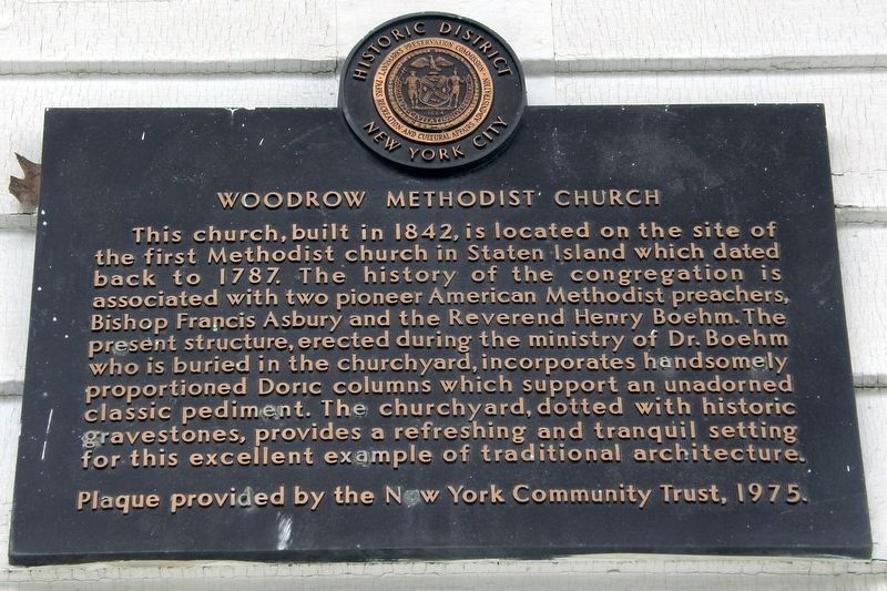 Woodrow Methodist Church plaque image. Click for full size.