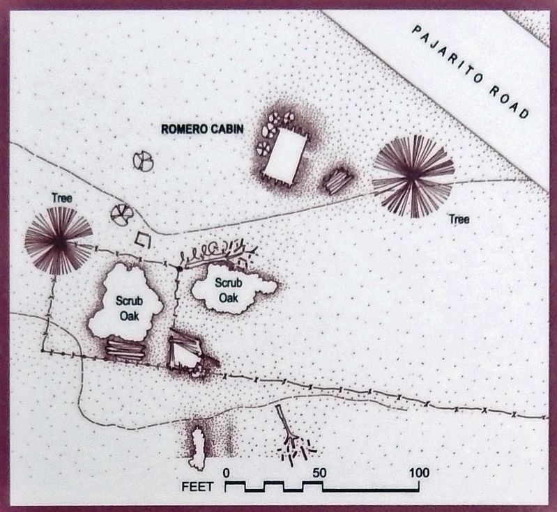 Marker detail: Romero Homestead Sketch image. Click for full size.
