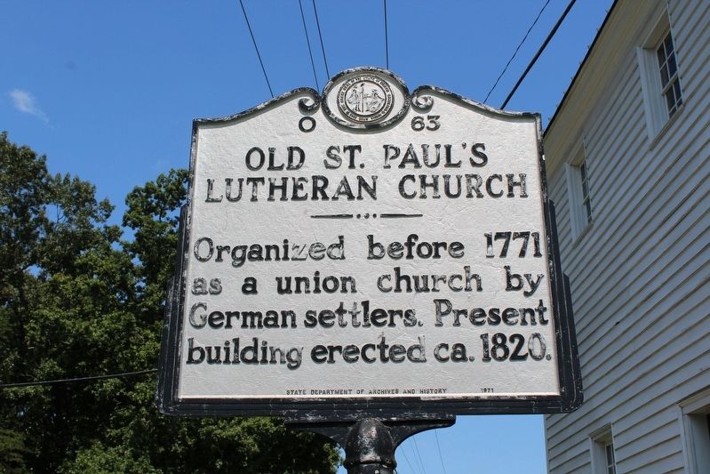 Old St. Paul's Lutheran Church Marker image. Click for full size.