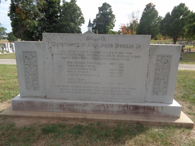 Descendants of John Jacob Spindler Sr. Monument image. Click for full size.