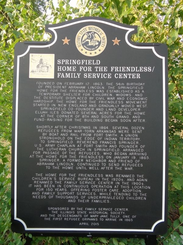 Springfield Home for the Friendless/Family Service Center Marker image. Click for full size.