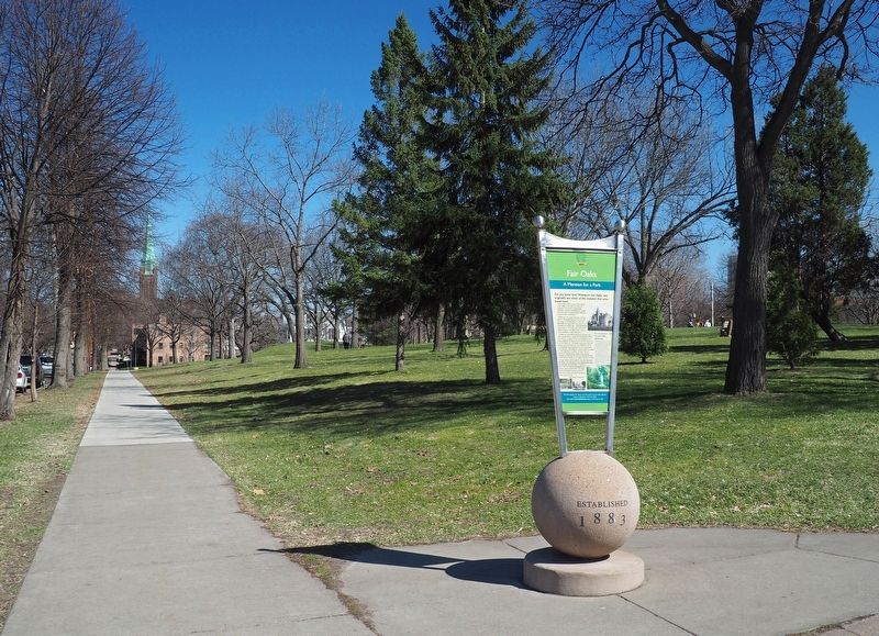 Marker at the northwest corner of Washburn Fair Oaks Park. Click for full size. Marker at the northwest corner of Washburn Fair Oaks Park image. Click for full size.