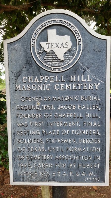 Chappell Hill Masonic Cemetery Marker image. Click for full size.