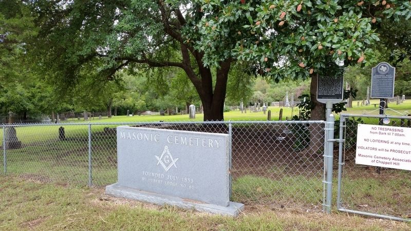 The Chappell Hill Masonic Cemetery Marker is the second marker from the left image. Click for full size.