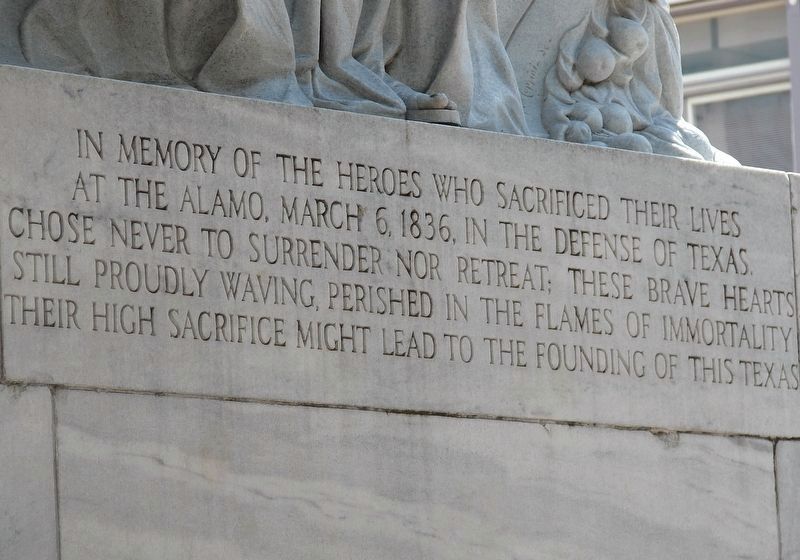 The Alamo Cenotaph Marker. Click for full size. The Alamo Cenotaph Marker image. Click for full size.