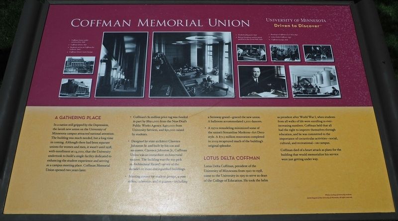 Coffman Memorial Union marker image. Click for full size.