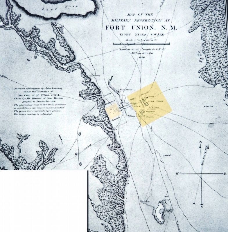 Marker detail: Fort Union Military Reservation Map image. Click for full size.