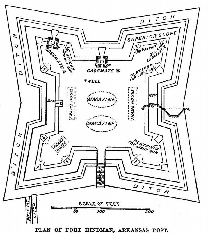 Plan of Fort Hindman, Arkansas Post. Click for full size. Plan of Fort Hindman, Arkansas Post image. Click for full size.