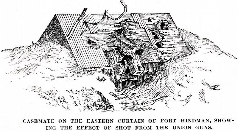 Casemate on the Eastern Curtain of Fort Hindman<br>showing the effect of shot from the Union Guns. Click for full size. Casemate on the Eastern Curtain of Fort Hindman<br>showing the effect of shot from the Union Guns image. Click for full size.
