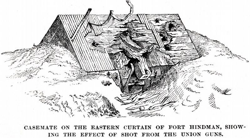 Casemate on the Eastern Curtain of Fort Hindman<br>showing the effect of shot from the Union Guns image. Click for full size.