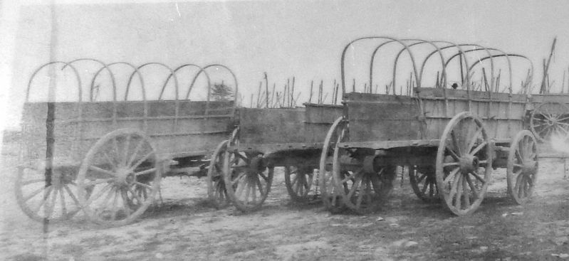Marker detail: Trail Wagons image. Click for full size.