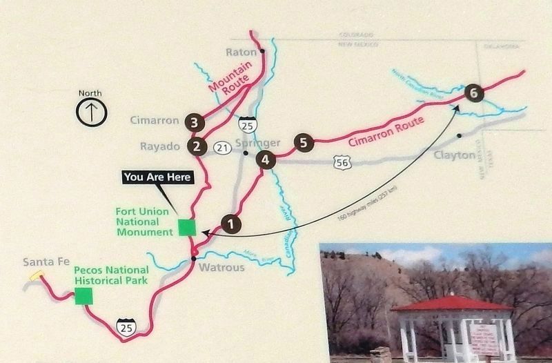 Marker detail: Two Routes image. Click for full size.