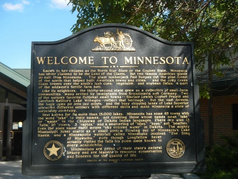 Welcome to Minnesota Marker, back image. Click for full size.