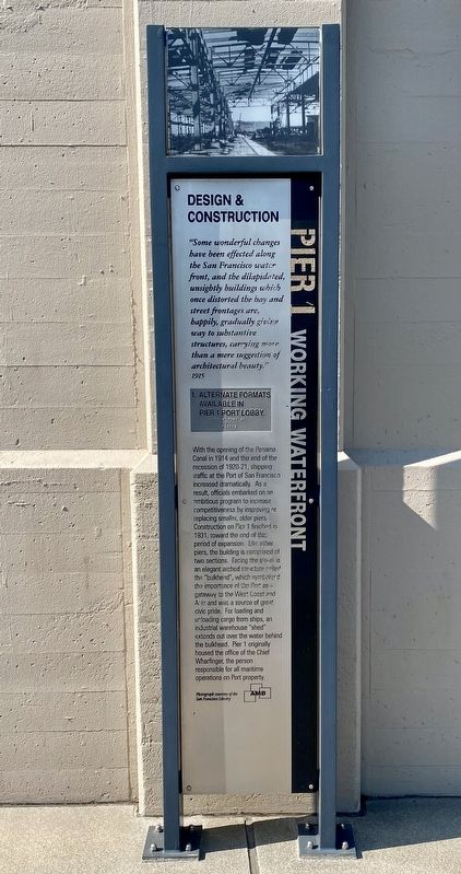 Pier 1: Design and Construction Marker. Click for full size. Pier 1: Design and Construction Marker image. Click for full size.