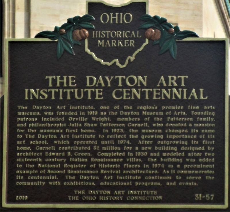 The Dayton Art Institute Centennial Marker image. Click for full size.