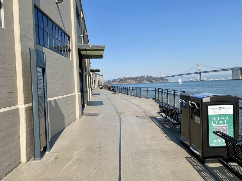 Pier 1, Working Waterfront: Ferry Service Marker - wide view image. Click for full size.