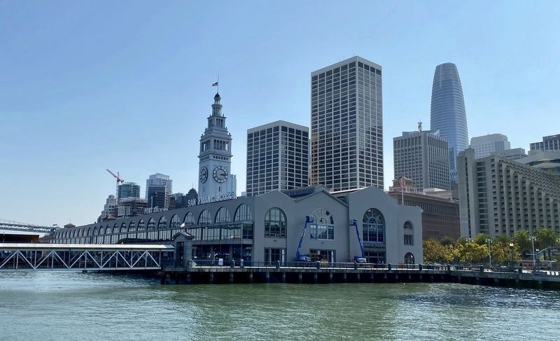 Ferry Building and downtown San Francisco as viewed from marker site image. Click for full size.