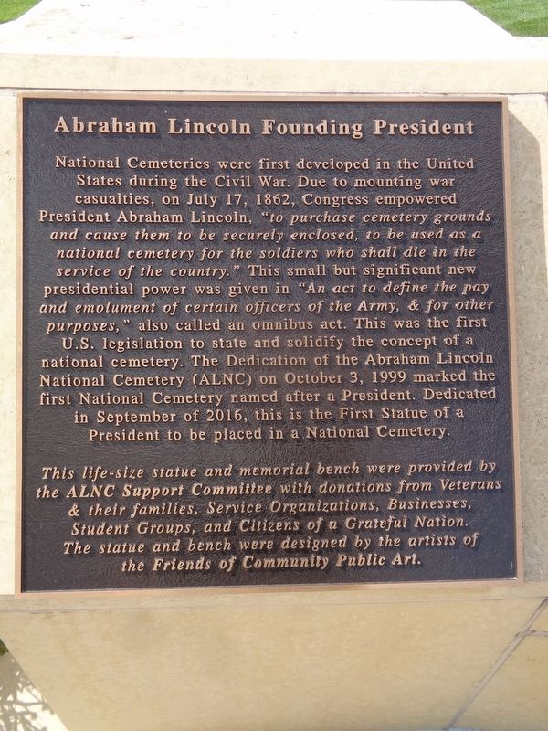Abraham Lincoln Founding President Marker image. Click for full size.