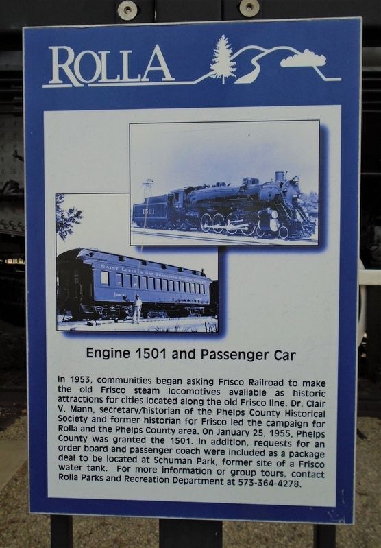 Engine 1501 and Passenger Car Marker image. Click for full size.