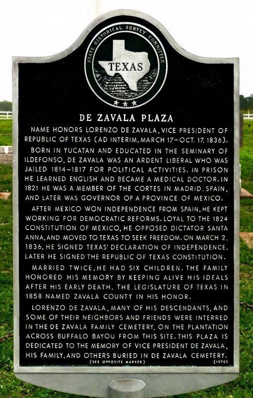 De Zavala Plaza Marker image. Click for full size.