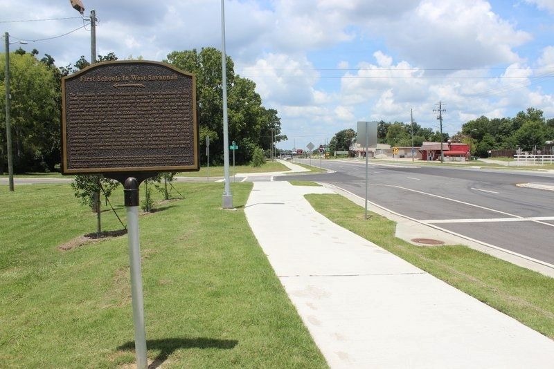 First Schools in West Savannah Marker looking west image. Click for full size.