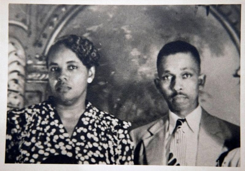 Family photo of Harry T. Moore, right, and wife Harriette, Ft. Lauderdale, late 40s. image. Click for full size.