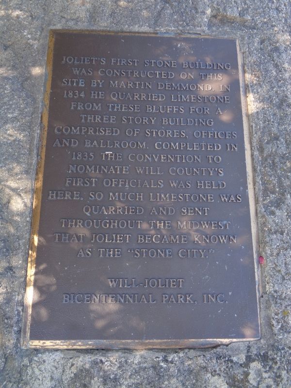 Joliet's First Stone Building Marker image. Click for full size.