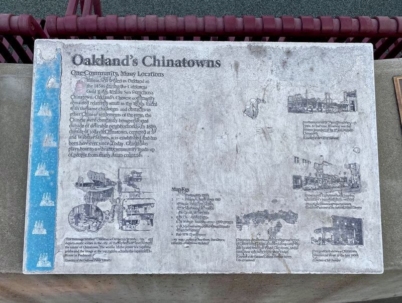 Oaklands Chinatowns Marker - now in poor condition image. Click for full size.
