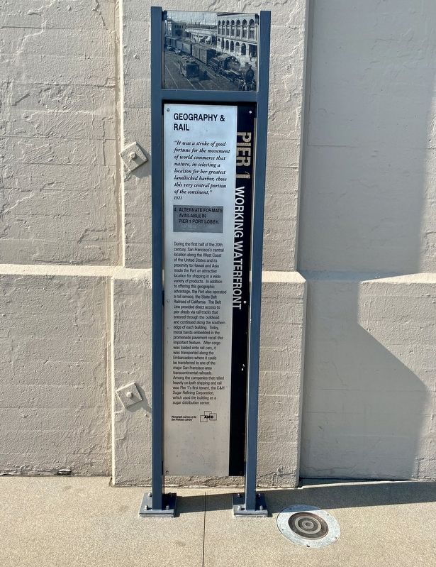 Pier 1, Working Waterfront: Geography & Rail Marker. Click for full size. Pier 1, Working Waterfront: Geography & Rail Marker image. Click for full size.
