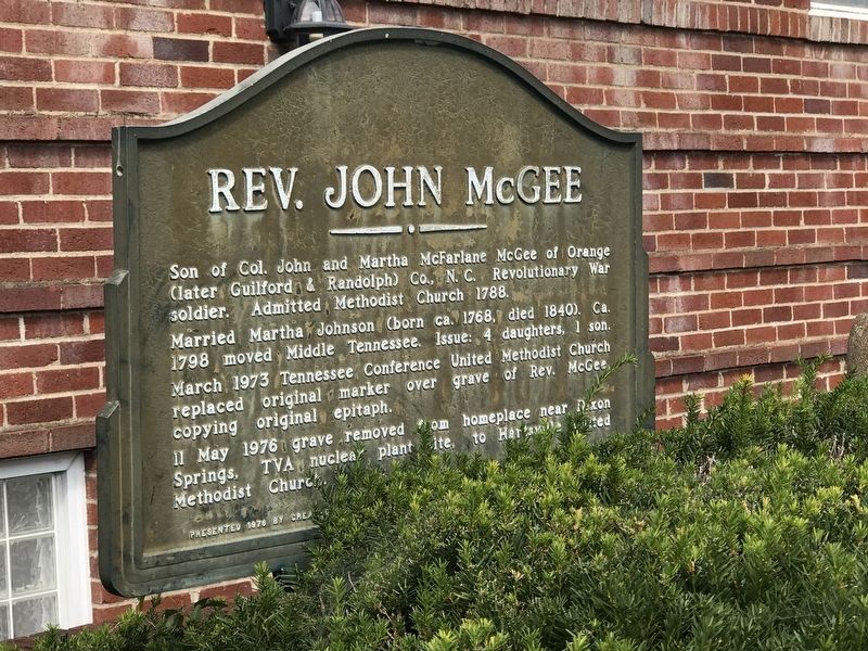 Rev. John McGee Marker image. Click for full size.