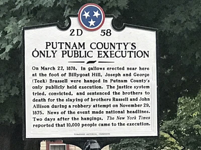 Putnam County's Only Public Execution Marker image. Click for full size.