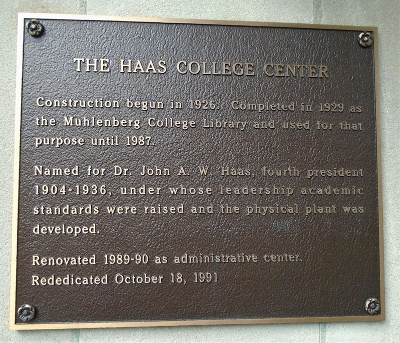 The Haas College Center Marker image. Click for full size.