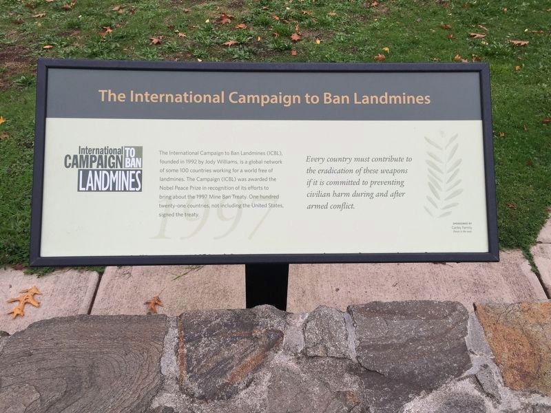 The International Campaign to Ban Landmines (1997) Marker image. Click for full size.
