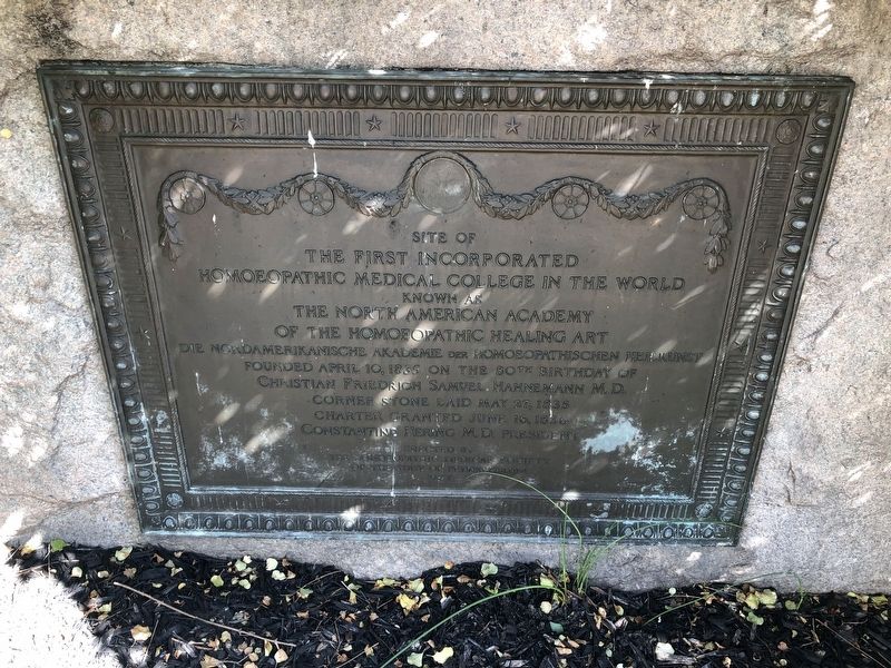 Site of the First Incorporated Homeopathic Medical College in the World Marker image. Click for full size.