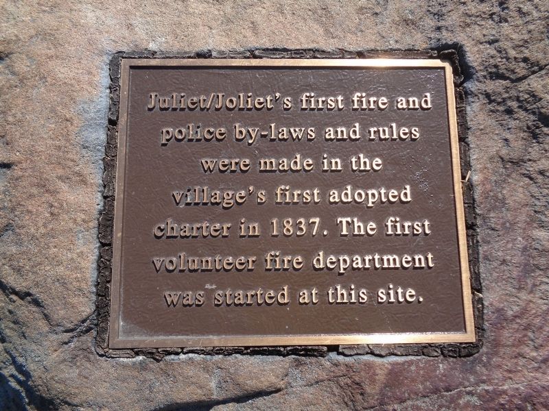 Joliet's First Volunteer Fire Department Marker image. Click for full size.