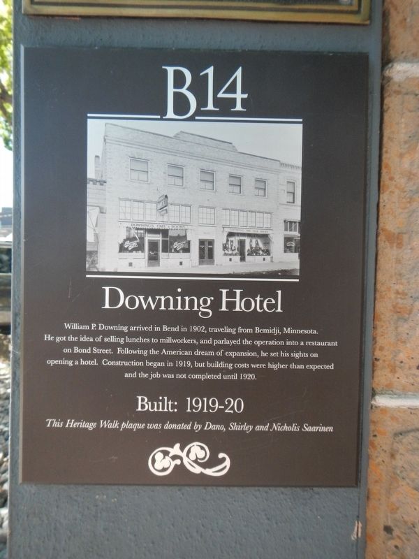 Downing Hotel Marker image. Click for full size.