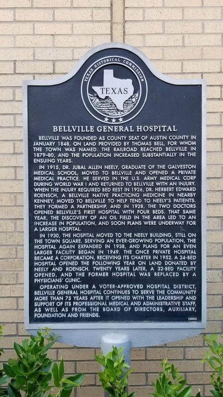 Bellville General Hospital Marker image. Click for full size.