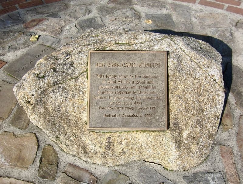 Job Carr's Cabin Museum Dedication Plaque image. Click for full size.