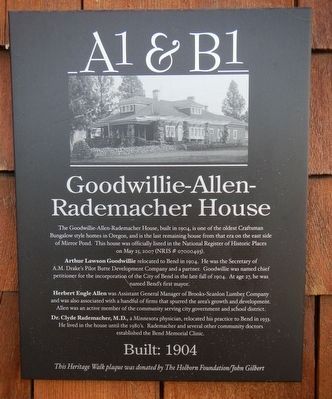 Goodwillie-Allen-Rademacher House Marker image. Click for full size.
