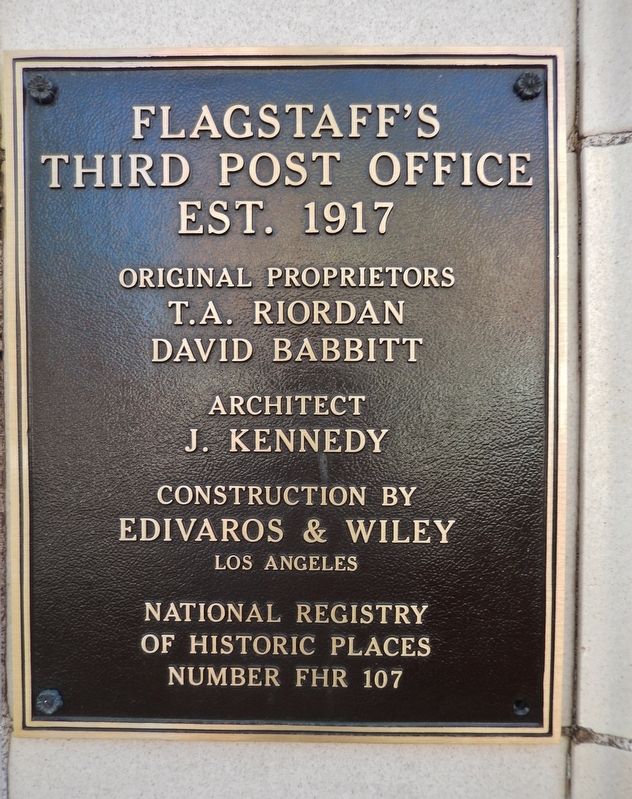 Flagstaff's Third Post Office Marker image. Click for full size.