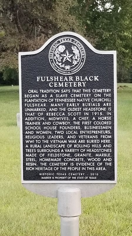 Fulshear Black Cemetery Marker image. Click for full size.