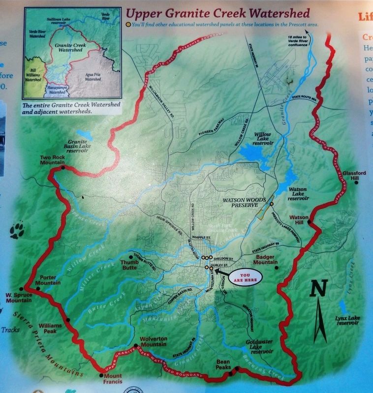 Marker detail: Upper Granite Creek Watershed Map image. Click for full size.