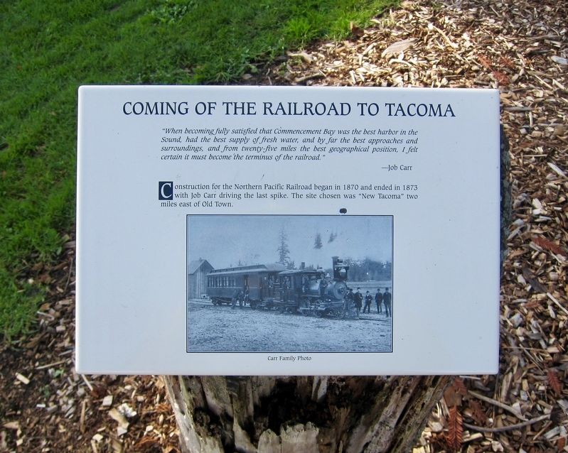 Coming of the Railroad to Tacoma Marker image. Click for full size.